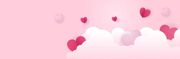 День Святого Валентина Фон Баннера Сердечной Формы Воздушные Шары Векторная — стоковый вектор