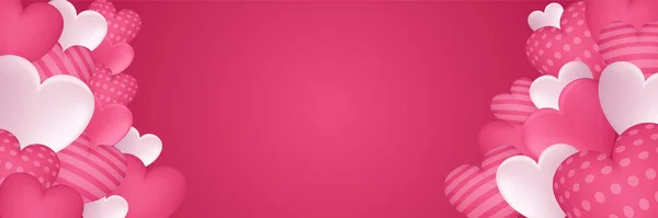 День Святого Валентина Банерний Фон Повітряними Кулями Формі Серця Векторні — стоковий вектор