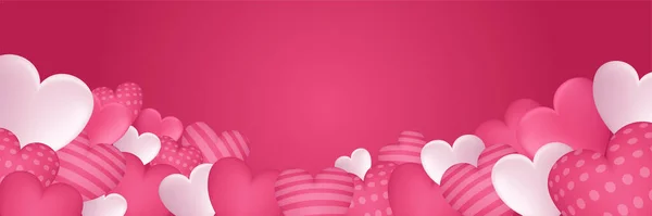 Valentines Den Banner Pozadí Balónky Tvaru Srdce Vektorové Ilustrace Banner — Stockový vektor
