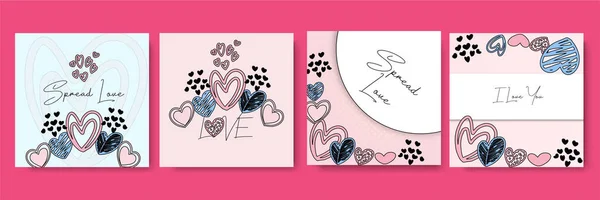 Glückwunschkarten Zum Valentinstag Trendige Abstrakte Quadratische Kunstvorlagen Geeignet Für Social — Stockvektor