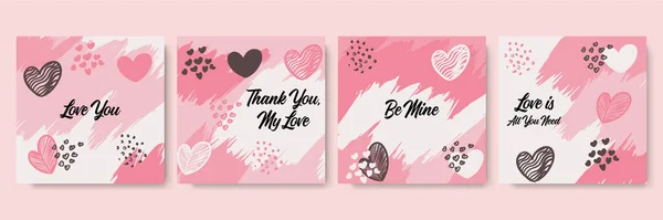Cartões Vetoriais Para Dia Dos Namorados Coleção Cartazes Preto Vermelho — Vetor de Stock
