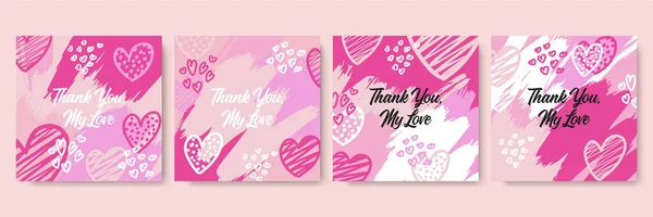 Conjunto Tarjetas Vectoriales Para San Valentín Colección Pósters Blanco Rojo — Vector de stock