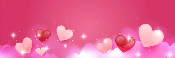 San Valentino Concetto Poster Banner Modello Sfondo Illustrazione Vettoriale Cuori — Vettoriale Stock