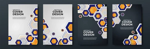 Couvertures Hexagonales Géométriques Dégradées Abstraites Modèles Brochures Tendance Affiches Futuristes — Image vectorielle