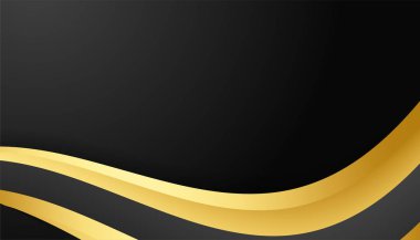 Siyah altın arka plan. Parlak çizgileri olan modern lüks siyah ve altın çerçeveli bir arka plan. İş ve şirket için uygun.