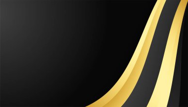 Siyah altın arka plan. Parlak çizgileri olan modern lüks siyah ve altın çerçeveli bir arka plan. İş ve şirket için uygun.