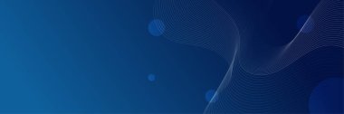 Soyut dalga çizgileri desenli mavi pankart şablonu