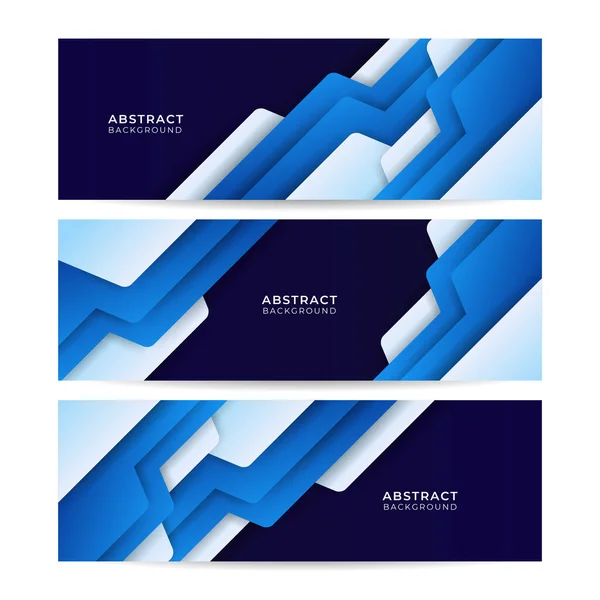 Conjunto Moderno Abstrato Gradiente Escuro Azul Marinho Banner Fundo Modelos — Vetor de Stock