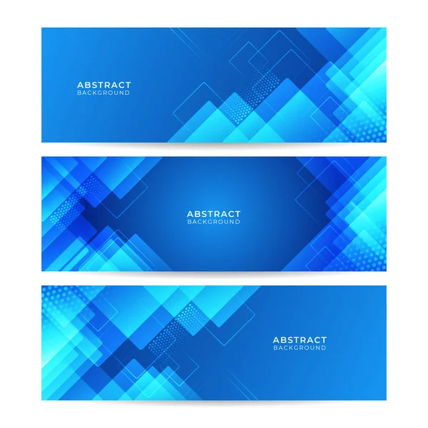 Set Modern Abstract Gradient Dark Navy Blue Banner Background Blue — Stock Vector