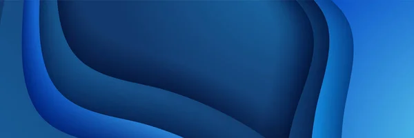 抽象的な波と現代の青の3Dバナーの背景 — ストックベクタ
