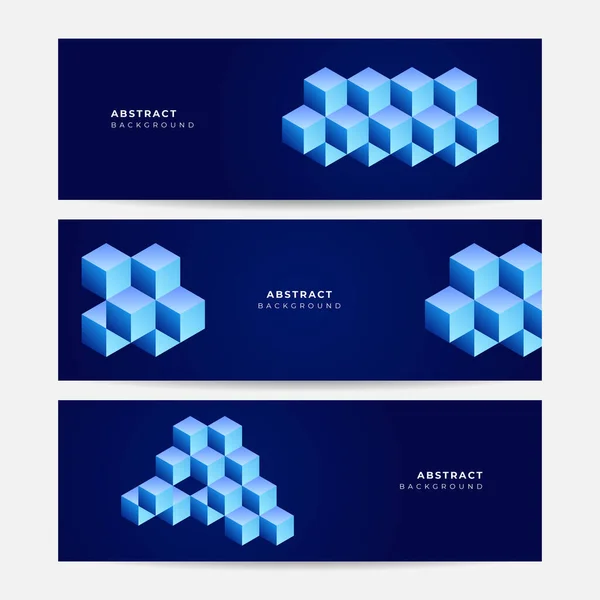 Ensemble Fond Abstrait Bannière Bleu Foncé Modèles Bannière Design Abstrait — Image vectorielle