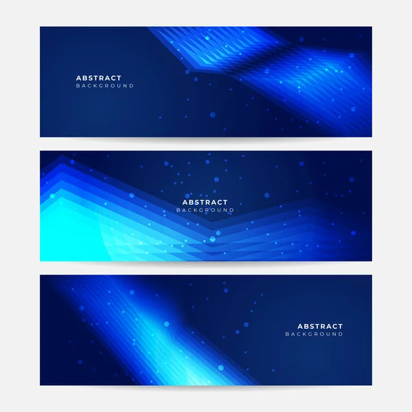 Set Von Blauen Banner Hintergrund Mit Glühenden Punkten Bokeh Stil — Stockvektor