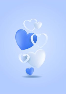 Sevgililer günün kutlu olsun. Mavi kumaş arka planında mavi Origami Kalpler 'den yapılmış büyük bir kalple tatil arkaplanı tasarımı. Yatay poster, broşür, tebrik kartı, web sitesi başlığı