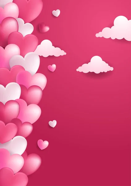 Постери Концептуального Дня Валентина Векторна Ілюстрація Червоні Рожеві Паперові Серця — стоковий вектор