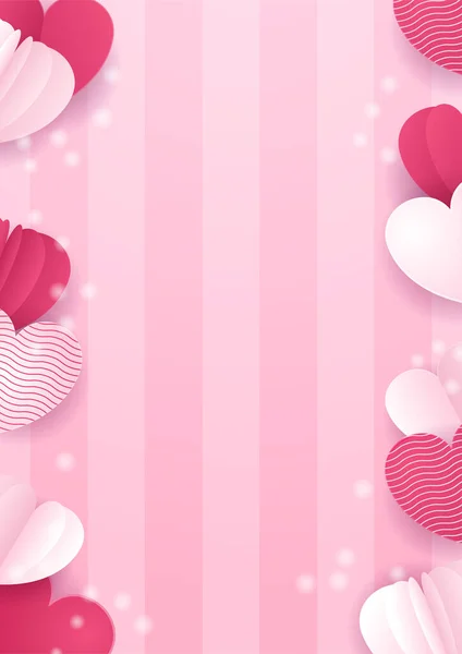 Valentine Day Concept Posters Vector Illustration Red Pink Paper Hearts — Stock Vector