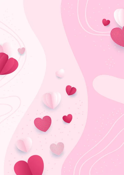 Manifesti San Valentino Illustrazione Vettoriale Cuori Carta Rosso Rosa Con — Vettoriale Stock