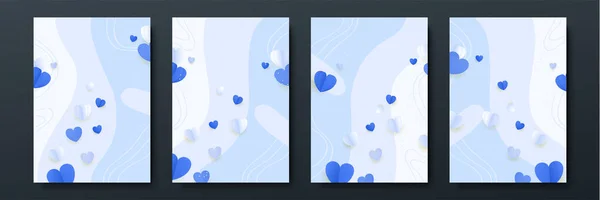 Amor Azul Fondo Bandera San Valentín Con Corazones Diseño Para — Vector de stock