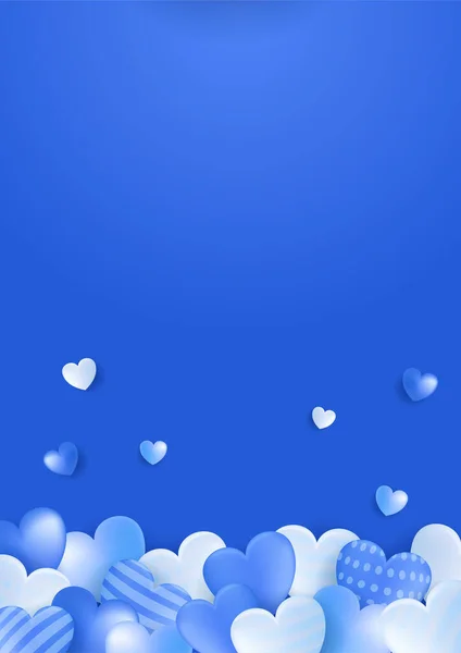 Valentijn Blauwe Liefde Hart Achtergrond Ontwerp Voor Speciale Dagen Damesdag — Stockvector