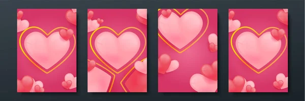 Valentýnské Svislé Plakátové Transparenty Srdcem Design Pro Speciální Dny Den — Stockový vektor