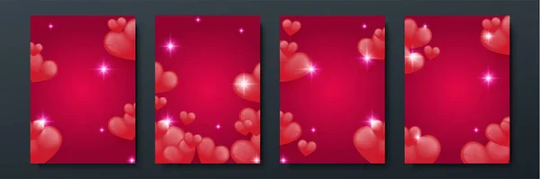 Валентини Вертикальні Плакати Банери Сердечками Дизайн Особливих Днів Жіночий День — стоковий вектор