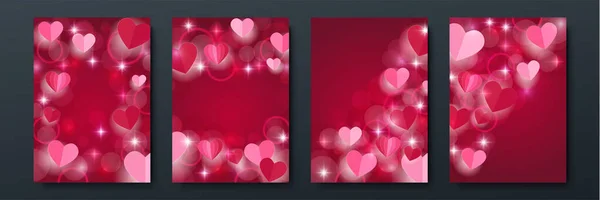 Valentines Κάθετες Αφίσες Πανό Καρδιές Σχεδιασμός Για Ξεχωριστές Ημέρες Ημέρα — Διανυσματικό Αρχείο