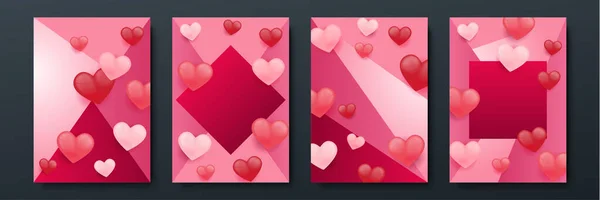 Carteles Verticales San Valentín Con Corazones Diseño Para Días Especiales — Archivo Imágenes Vectoriales