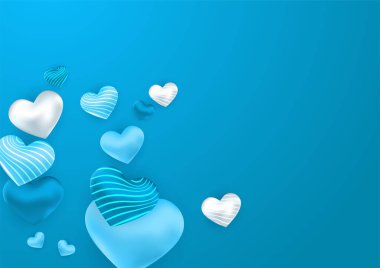Evrensel mavi aşk, sevgililer günü arkaplanındaki kalpler. Özel günler, kadınlar günü, sevgililer günü, doğum günü, anneler günü, babalar günü, Noel, düğün ve etkinlik kutlamaları için tasarım.