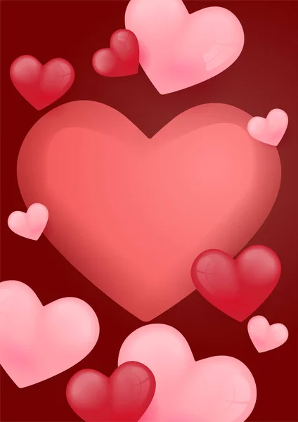 Cartes Saint Valentin Avec Dessin Réaliste Des Cœurs Dessinés Main — Image vectorielle