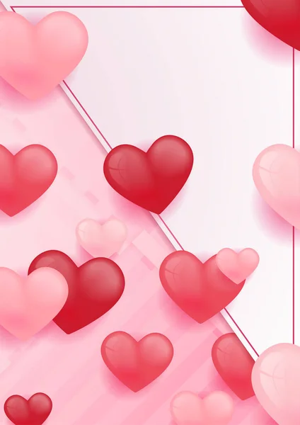 Valentijnsdag Achtergrond Met Heart Shaped Ballonnen Vector Illustratie Banners Behang — Stockvector
