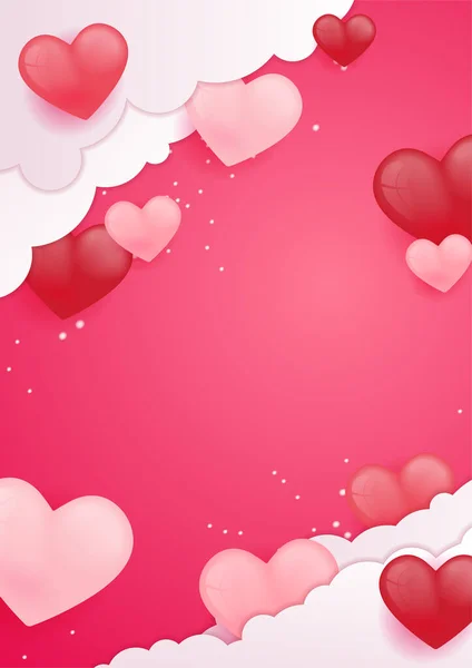 Valentines Day Background Heart Shaped Balloons Ilustrasi Vektor Spanduk Kertas - Stok Vektor