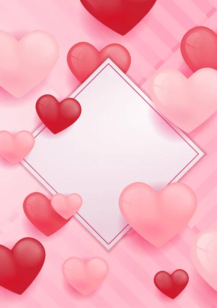 Fondo Del Día San Valentín Con Globos Forma Corazón Ilustración — Vector de stock