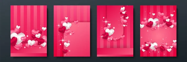 День Народження Валентина Відбуваються Плакати Векторна Ілюстрація Червоні Рожеві Паперові — стоковий вектор