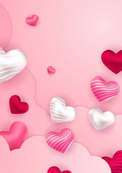 발렌틴은 템플릿을 발렌틴 Valentines Day 빨간색 배경에 텍스트와 요소를 공간으로 — 스톡 벡터