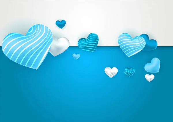 Universal Blue Love Valentine Banner Background Hearts Design Special Days — Stock Vector