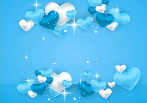 Universal Azul Amor Fundo Bandeira Valentim Com Corações Design Para —  Vetores de Stock