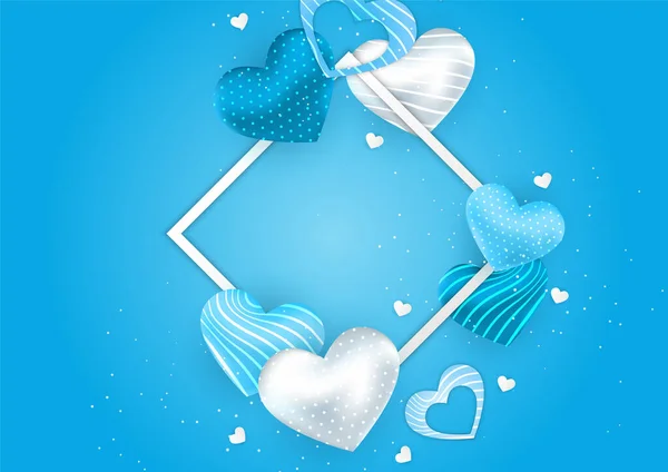 Universelle Blaue Liebe Valentine Banner Hintergrund Mit Herzen Design Für — Stockvektor