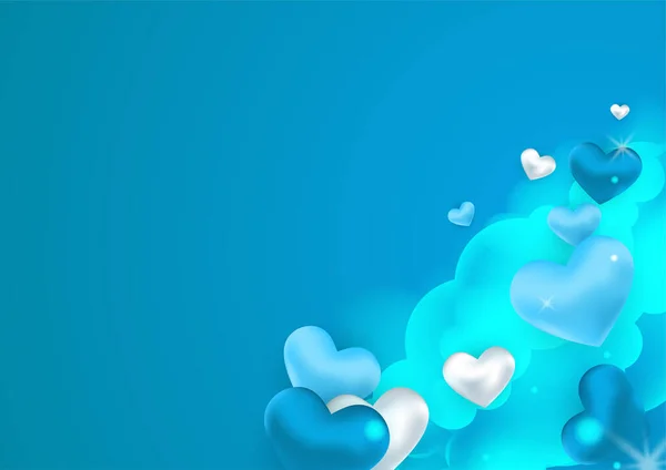 Niebieski Plakat Tle Walentynki Serca Walentynki Powitalne Poziome Tło Świąteczne — Wektor stockowy