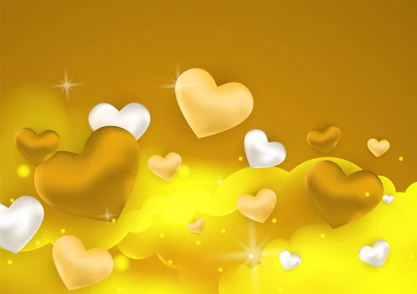 Złota Miłość Walentynki Sztandar Tle Sercami Projekt Specjalne Dni Dzień — Wektor stockowy