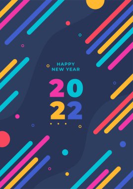 Kopya uzayı ile 2022 şablon tasarımı. Güçlü bir tipografi. Renkli ve hatırlaması kolay. Markalaşma, sunum, portföy, iş, eğitim, pankart tasarımı. Vektör, resimleme