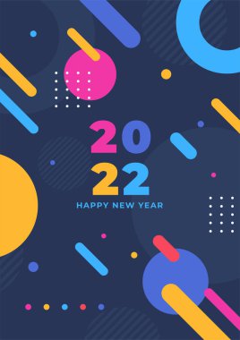 Yeni Yıl Kutlaması Soyut Memphis Geometrik Kapak A4 Tasarım Arkaplanı