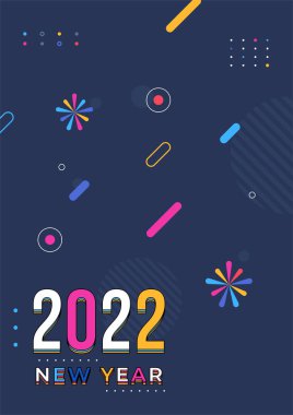 Mutlu yıllar 2022. Tebrik kartı, parti davetiyesi, web sitesi afişi, sosyal medya afişi, arkaplan, kapak tasarım şablonu, pazarlama malzemesi.