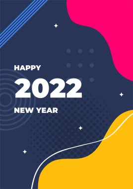 Parlak 2022 koyu mavi el çizimi Kapak A4 Tasarım Arkaplanı