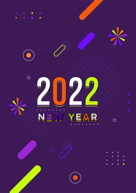 Mutlu yıllar 2022. Tebrik kartı, parti davetiyesi, web sitesi afişi, sosyal medya afişi, arkaplan, kapak tasarım şablonu, pazarlama malzemesi.