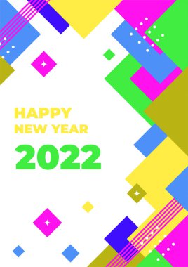 Mutlu yıllar 2022. Tebrik kartı, parti davetiyesi, web sitesi afişi, sosyal medya afişi, arkaplan, kapak tasarım şablonu, pazarlama malzemesi.