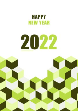 Mutlu yıllar 2022 tebrik kartı. Geçmiş için vektör illüstrasyon kavramı, tebrik kartı, parti davetiyesi, web sitesi afişi, sosyal medya afişi, pazarlama materyali.