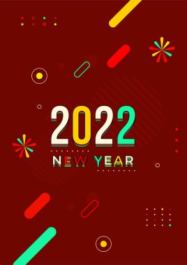 Mutlu yıllar 2022 tebrik kartı. Geçmiş için vektör illüstrasyon kavramı, tebrik kartı, parti davetiyesi, web sitesi afişi, sosyal medya afişi, pazarlama materyali.