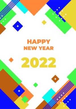 Mutlu yıllar 2022 tebrik kartı. Geçmiş için vektör illüstrasyon kavramı, tebrik kartı, parti davetiyesi, web sitesi afişi, sosyal medya afişi, pazarlama materyali.