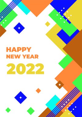 Mutlu yıllar 2022 tebrik kartı. Geçmiş için vektör illüstrasyon kavramı, tebrik kartı, parti davetiyesi, web sitesi afişi, sosyal medya afişi, pazarlama materyali.