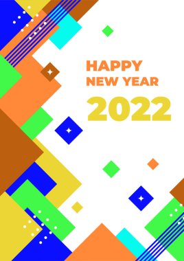 Mutlu yıllar 2022 tebrik kartı. Geçmiş için vektör illüstrasyon kavramı, tebrik kartı, parti davetiyesi, web sitesi afişi, sosyal medya afişi, pazarlama materyali.