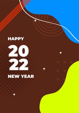 Mutlu yıllar 2022 tebrik kartı. Geçmiş için vektör illüstrasyon kavramı, tebrik kartı, parti davetiyesi, web sitesi afişi, sosyal medya afişi, pazarlama materyali.